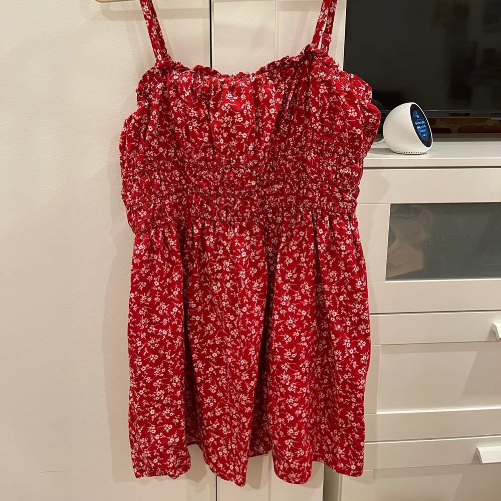 Wild Fable Large Red Floral Ruffle Dress